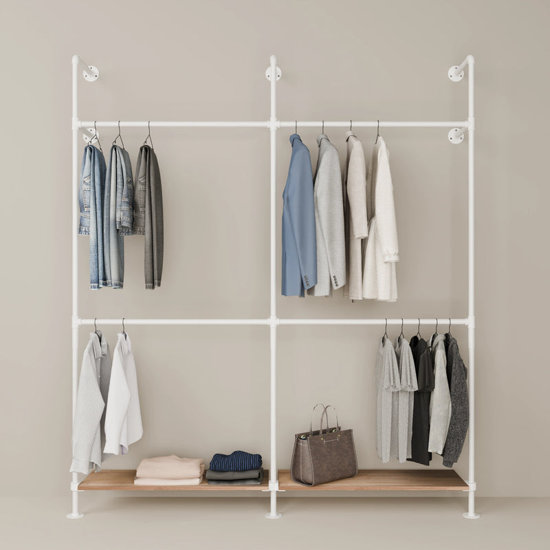 KIM DOUBLE 2 OAK – 2 shelves at the bottom | white