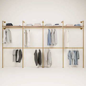 KIM DOUBLE 4 OAK – 4 shelves | gold