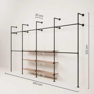 KIM DOUBLE 4 OAK –  6 shelves in the centre