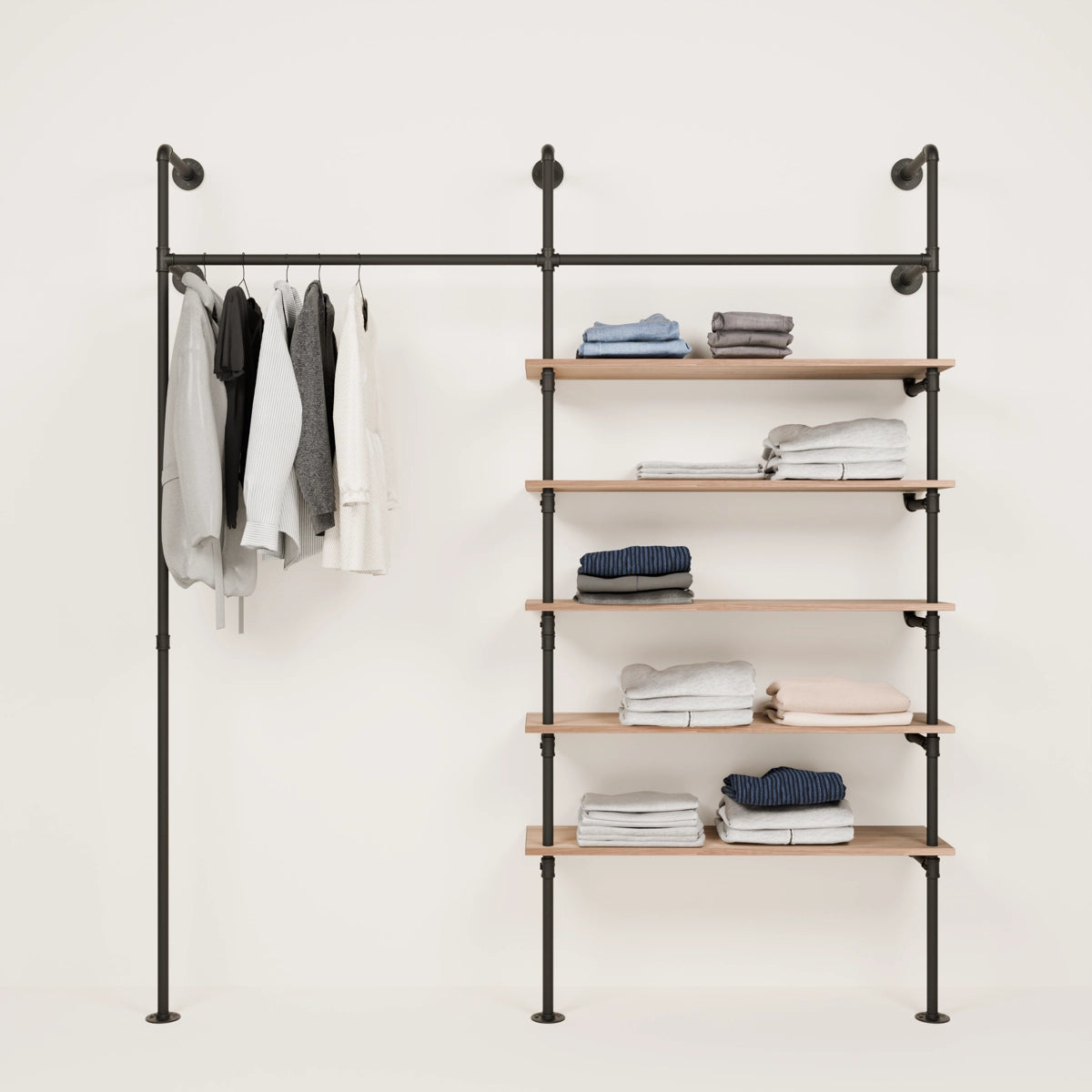 FRIDA OAK – Clothing rack with shelves