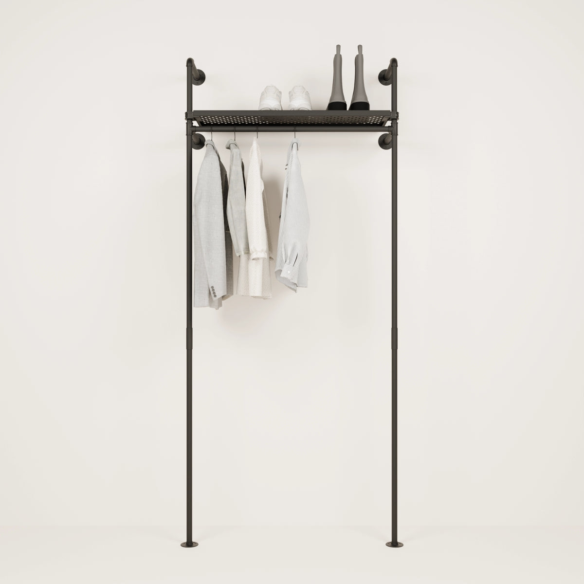 Shelf with clothing rack » Made of pipes