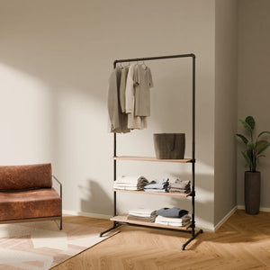LAS 1 OAK – 3 shelves | Clothes rack with narrow shelf