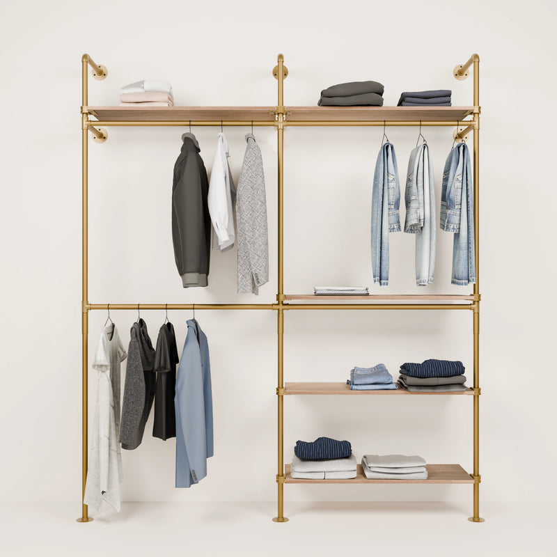 KIM DOUBLE 2 OAK –  5 shelves | gold