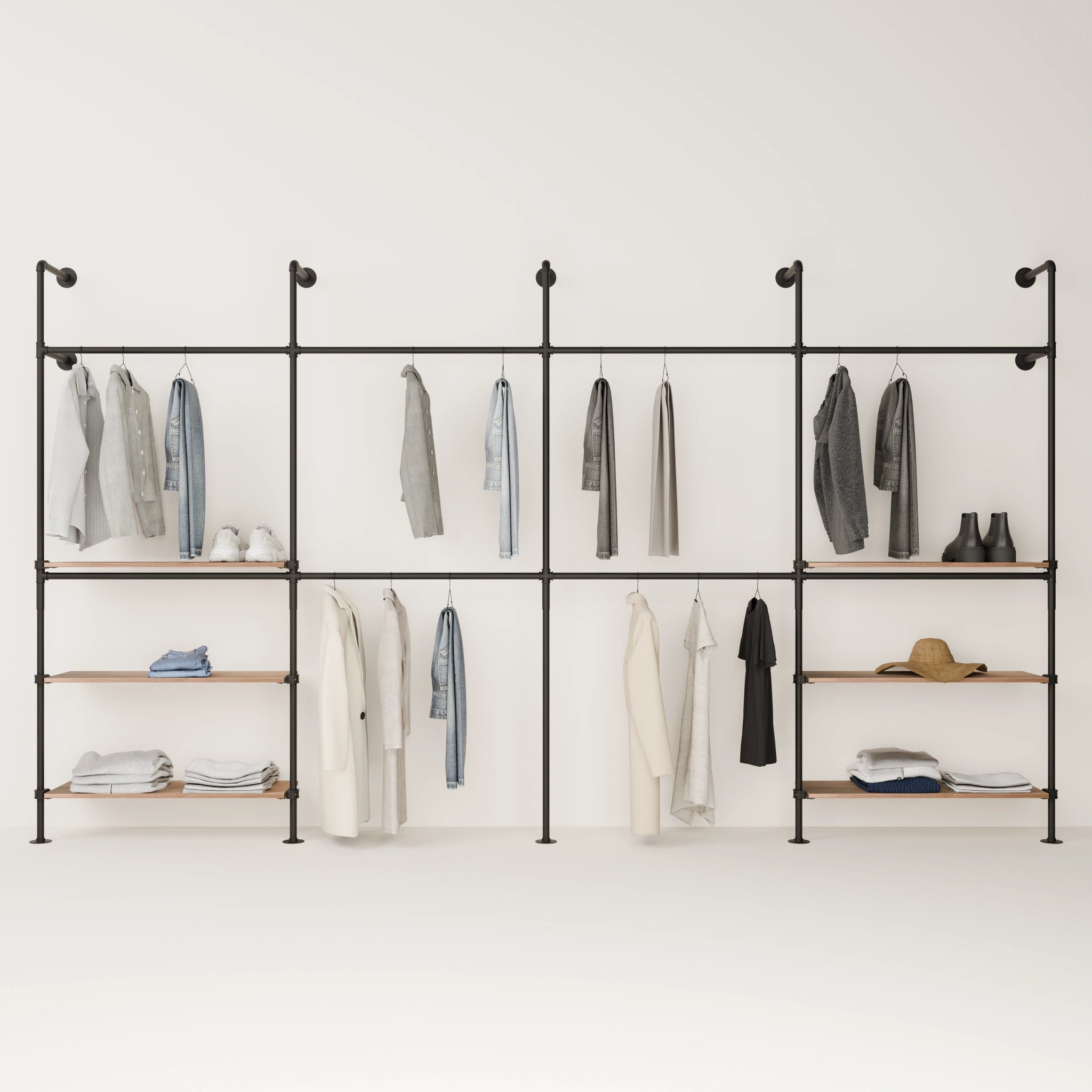 KIM DOUBLE 4 OAK –  6 shelves | gold