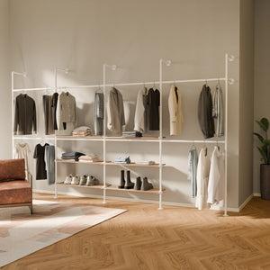KIM DOUBLE 4 OAK – 6 center shelves | white