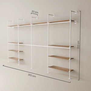 KIM DOUBLE 4 OAK – 10 top shelves | white