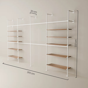 KIM DOUBLE 4 OAK –  10 shelves | white