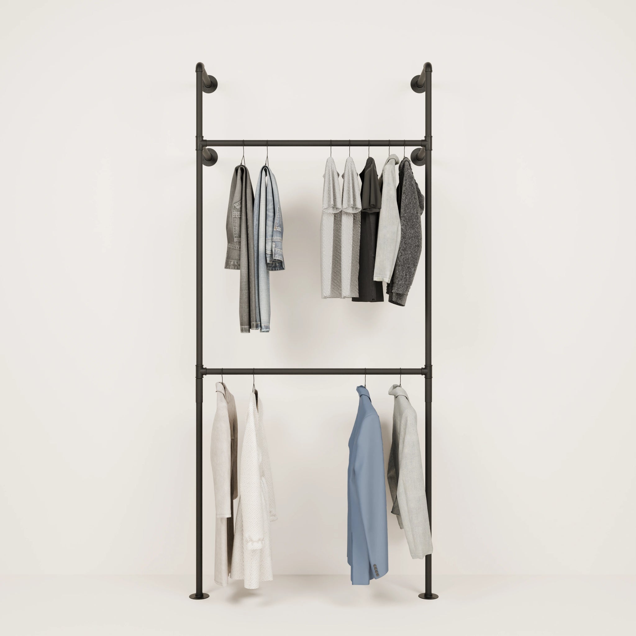 KIM DOUBLE 1 – Closet metal rack | wall mounted clothes rack